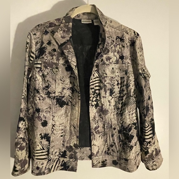 Chico's Jackets & Blazers - Chicos size 2 gray and black jacket (12-14)